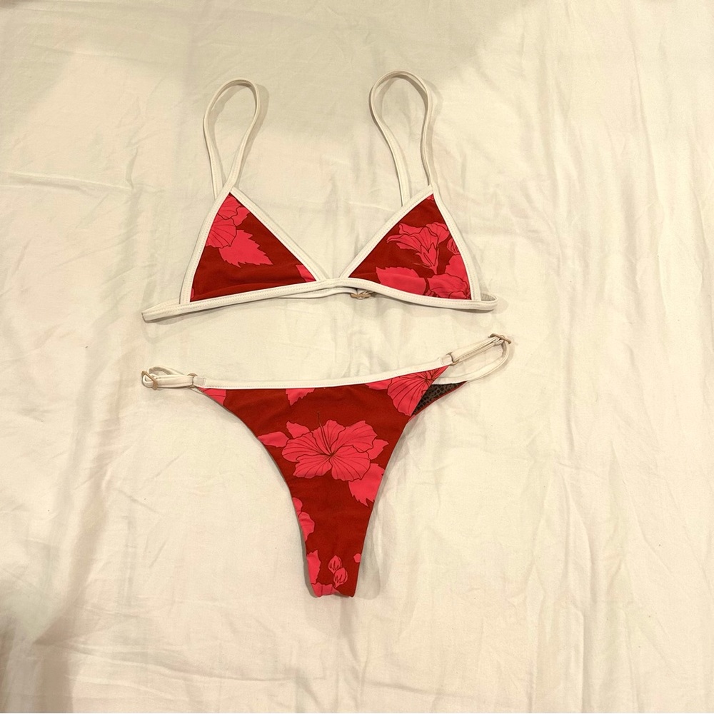 Acacia swimwear baja piped bottom and top in Ahunui